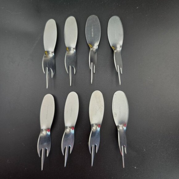 USA Other - 8-Pc Vintage 3" Stainless Steel Cocktail Appetizer 3 Prong Sporks Made In USA